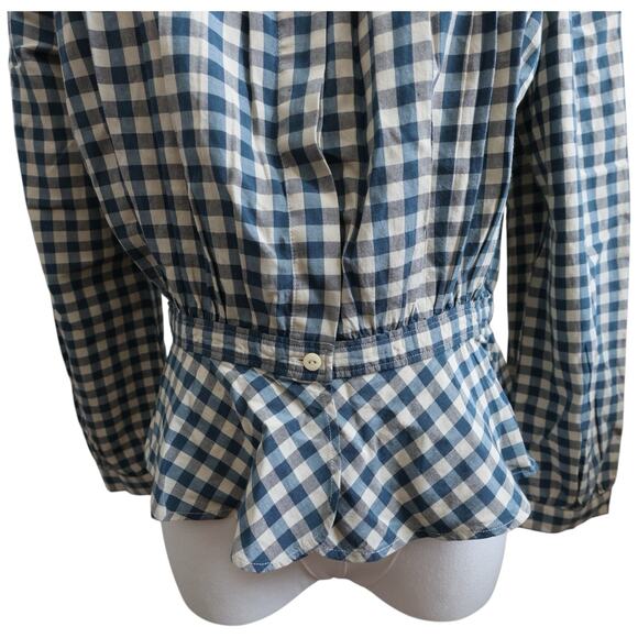 Double RL Ralph Lauren Gingham Voile Peplum Blouse Size 3/M - Picture 5 of 15